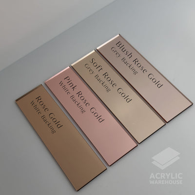 ** Downgraded ** Blush Rose Gold Mirror Acrylic 2440x1220mm (Grey Backing) AA