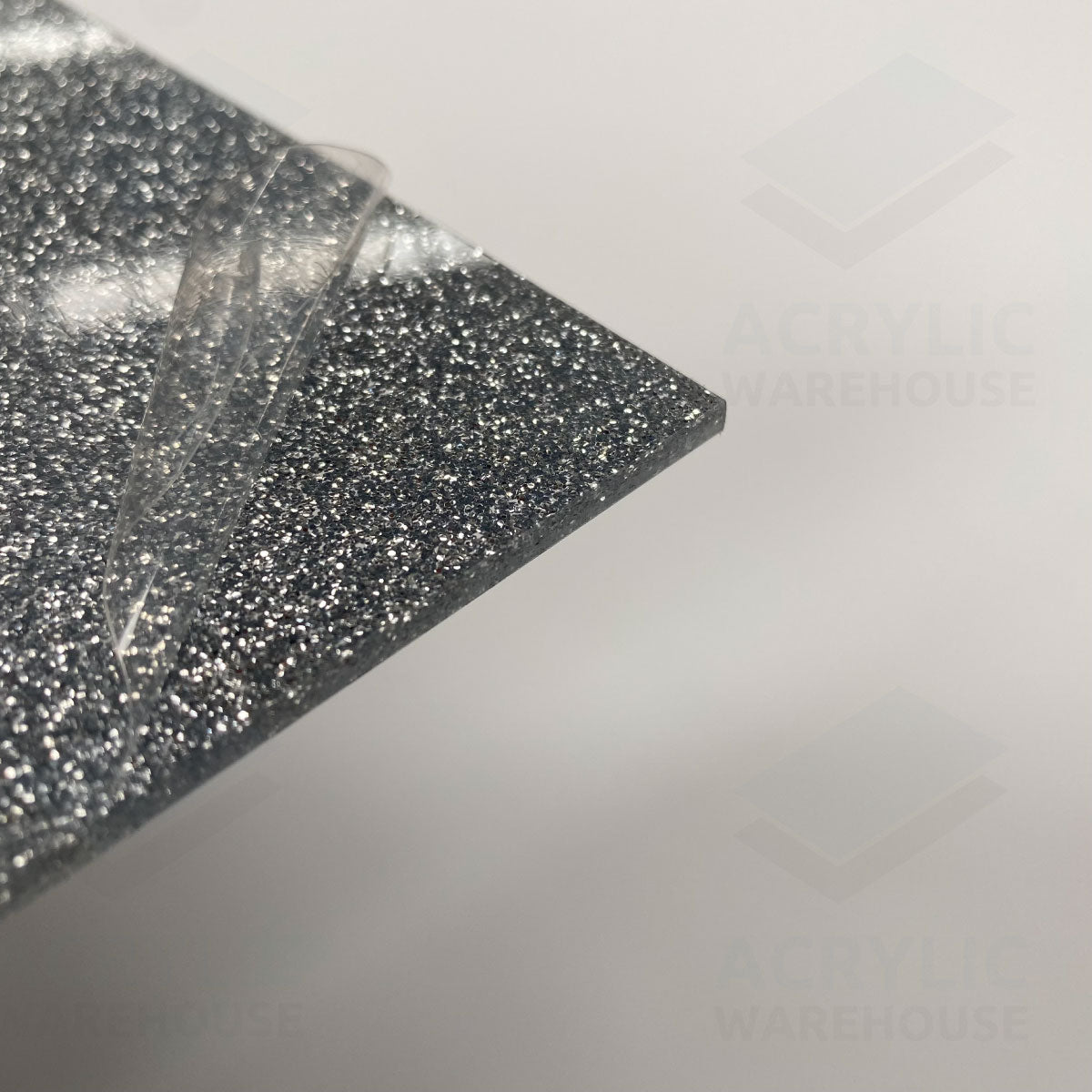 3mm Silver Glitter Acrylic 600x1200mm (Gloss/Gloss) AA